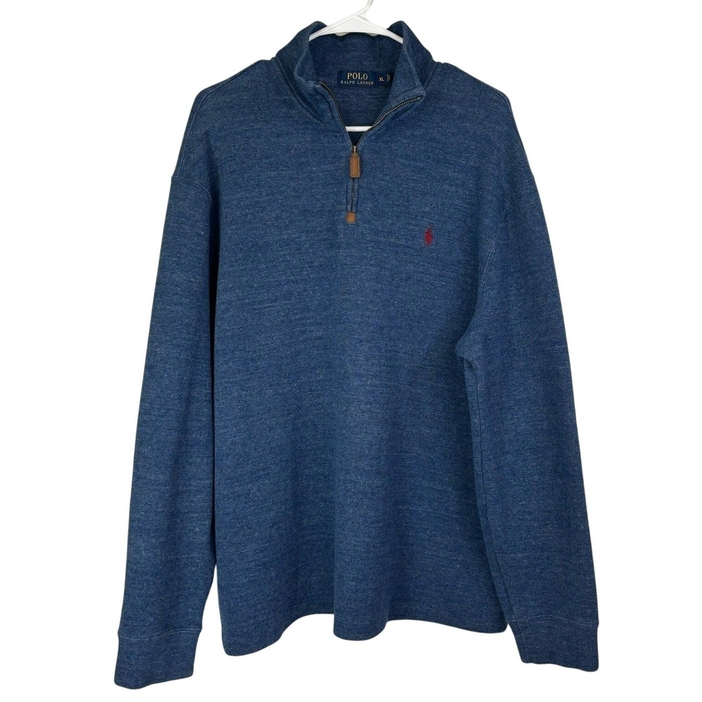 Polo Ralph Lauren Quarter Zip Pullover Sweater Mens XL Blue Preppy Old Money